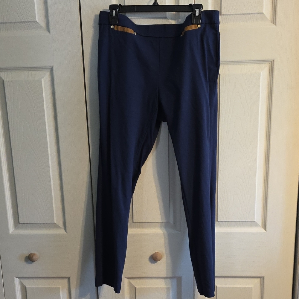 Navy Blue Pants with Tan Accents